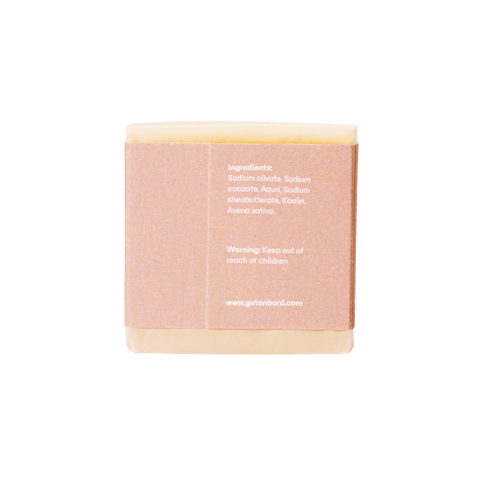Unscented oatmeal soap bar for dogs with sensitive skin, featuring gentle ingredients and sustainable packaging from Onbord.