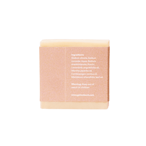 Scented Peppermint Soap Bar with ingredient details and care instructions from Onbord.